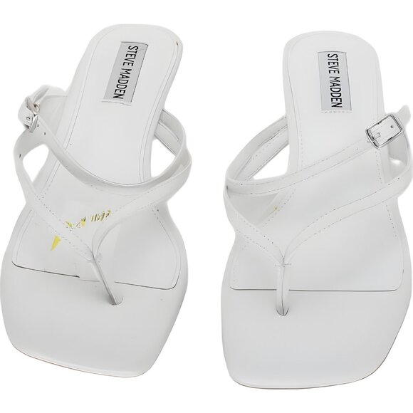 Steve Madden Jessa white leather thong kitten heel sandals Women US 9.5M - Picture 5 of 6